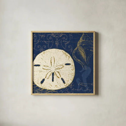 Coastal Moonlight III Teal by Pela Studio. Shown in a natural wood glass frame for a timeless modern aesthetic. Available as an archival giclee rolled canvas, fine art paper, or poster print. SKU 11387a.