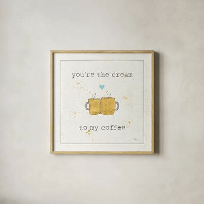 Coffee Cuties II Turquoise Heart by Pela Studio. Shown in a natural wood glass frame for a timeless modern aesthetic. Available as an archival giclee rolled canvas, fine art paper, or poster print. SKU 41689a.