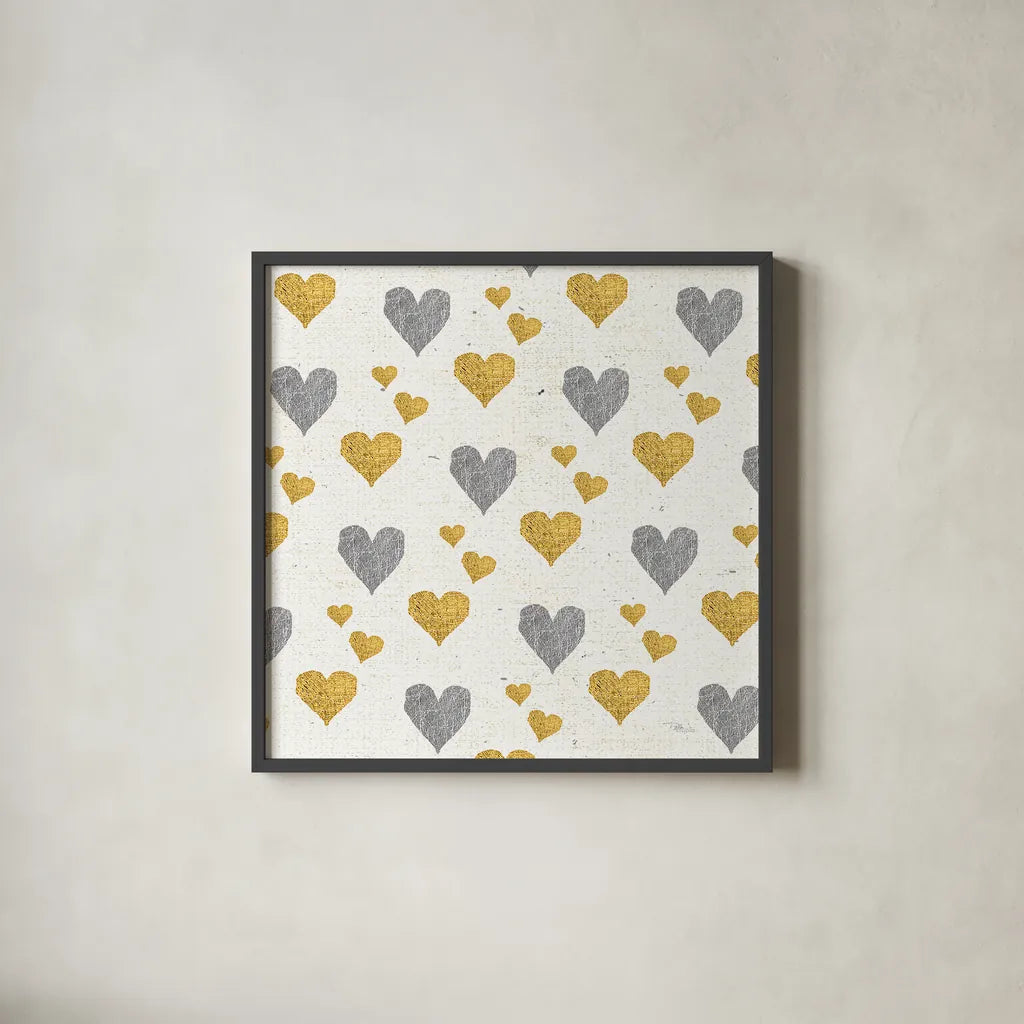 Coffee Cuties Pattern I A by Pela Studio. Shown in a sleek black glass frame for a contemporary gallery look. Available as an archival giclee rolled canvas, fine art paper, or poster print. SKU 31900a.