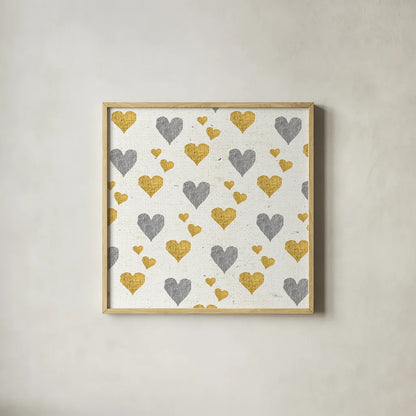 Coffee Cuties Pattern I A by Pela Studio. Shown in a natural wood glass frame for a timeless modern aesthetic. Available as an archival giclee rolled canvas, fine art paper, or poster print. SKU 31900a.