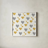 Coffee Cuties Pattern I A by Pela Studio. Shown in a crisp white glass frame for a clean and minimalist style. Available as an archival giclee rolled canvas, fine art paper, or poster print. SKU 31900a.