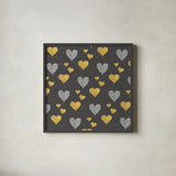 Coffee Cuties Pattern I B by Pela Studio. Shown in a sleek black glass frame for a contemporary gallery look. Available as an archival giclee rolled canvas, fine art paper, or poster print. SKU 31901a.