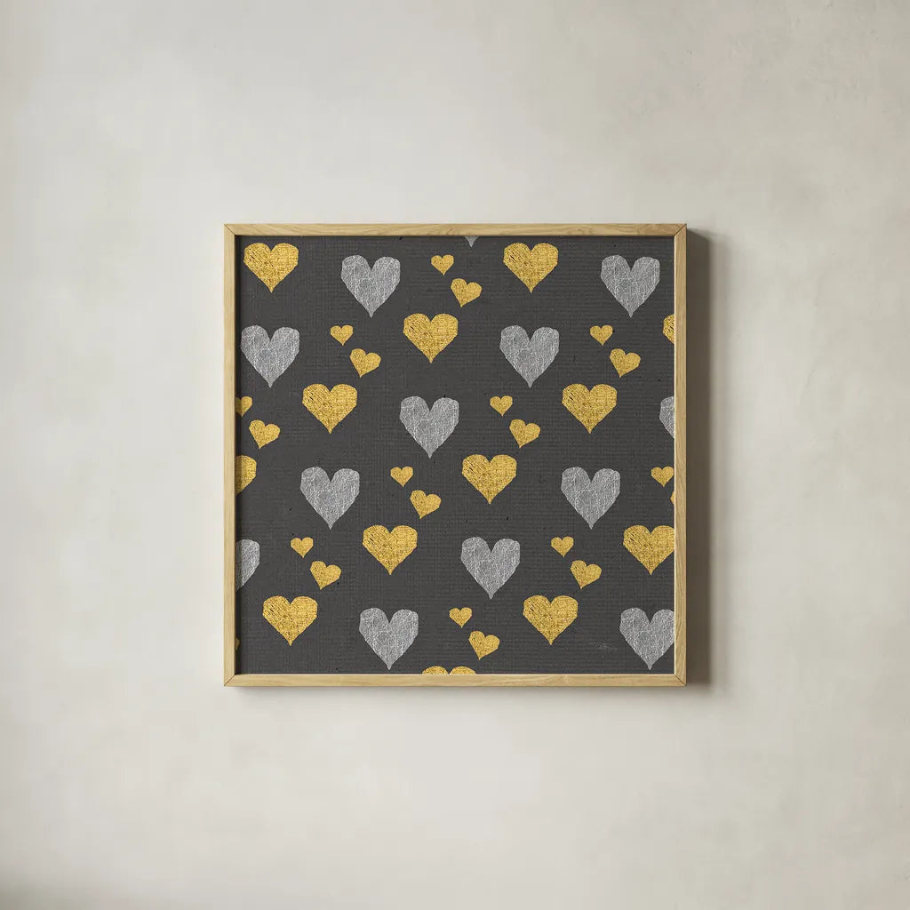Coffee Cuties Pattern I B by Pela Studio. Shown in a natural wood glass frame for a timeless modern aesthetic. Available as an archival giclee rolled canvas, fine art paper, or poster print. SKU 31901a.