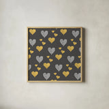 Coffee Cuties Pattern I B by Pela Studio. Shown in a natural wood glass frame for a timeless modern aesthetic. Available as an archival giclee rolled canvas, fine art paper, or poster print. SKU 31901a.