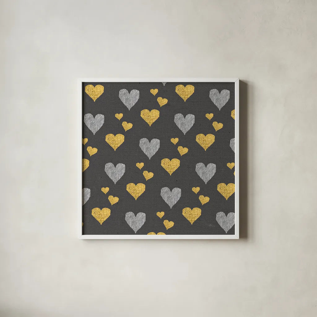 Coffee Cuties Pattern I B by Pela Studio. Shown in a crisp white glass frame for a clean and minimalist style. Available as an archival giclee rolled canvas, fine art paper, or poster print. SKU 31901a.