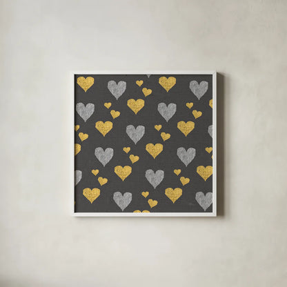 Coffee Cuties Pattern I B by Pela Studio. Shown in a crisp white glass frame for a clean and minimalist style. Available as an archival giclee rolled canvas, fine art paper, or poster print. SKU 31901a.