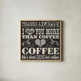 Coffee Lovers VII by Pela Studio. Shown in a natural wood glass frame for a timeless modern aesthetic. Available as an archival giclee rolled canvas, fine art paper, or poster print. SKU 101070a.