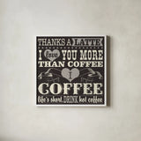 Coffee Lovers VII by Pela Studio. Shown in a crisp white glass frame for a clean and minimalist style. Available as an archival giclee rolled canvas, fine art paper, or poster print. SKU 101070a.