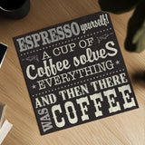 Coffee Lovers VIII by Pela Studio. Shown as a detailed flat fine art print, highlighting archival giclee quality. Available as an archival giclee rolled canvas, fine art paper, or poster print. SKU 101071a.
