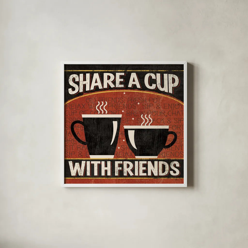 Coffee Roasters III by Pela Studio. Shown in a crisp white glass frame for a clean and minimalist style. Available as an archival giclee rolled canvas, fine art paper, or poster print. SKU 10995a.