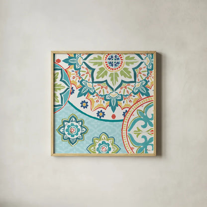 Colorful Journey II by Pela Studio. Shown in a natural wood glass frame for a timeless modern aesthetic. Available as an archival giclee rolled canvas, fine art paper, or poster print. SKU 37863a.