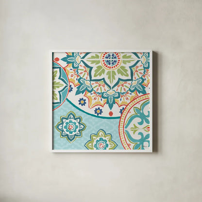 Colorful Journey II by Pela Studio. Shown in a crisp white glass frame for a clean and minimalist style. Available as an archival giclee rolled canvas, fine art paper, or poster print. SKU 37863a.