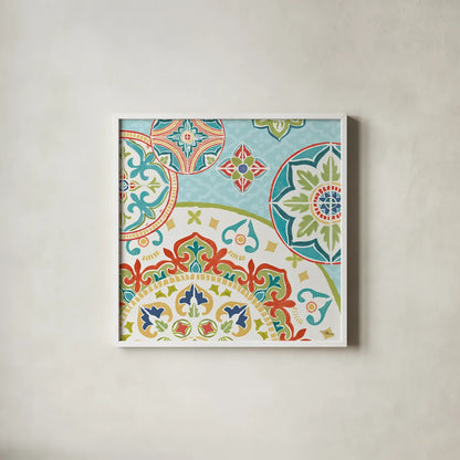 Colorful Journey III by Pela Studio. Shown in a crisp white glass frame for a clean and minimalist style. Available as an archival giclee rolled canvas, fine art paper, or poster print. SKU 37864a.