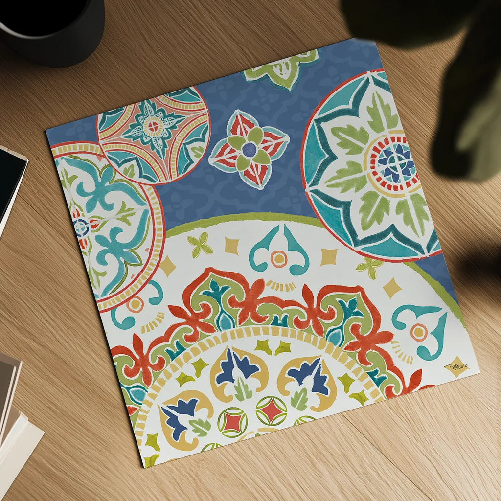 Colorful Journey III Blue by Pela Studio. Shown as a detailed flat fine art print, highlighting archival giclee quality. Available as an archival giclee rolled canvas, fine art paper, or poster print. SKU 37875a.