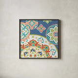Colorful Journey III Blue by Pela Studio. Shown in a sleek black glass frame for a contemporary gallery look. Available as an archival giclee rolled canvas, fine art paper, or poster print. SKU 37875a.