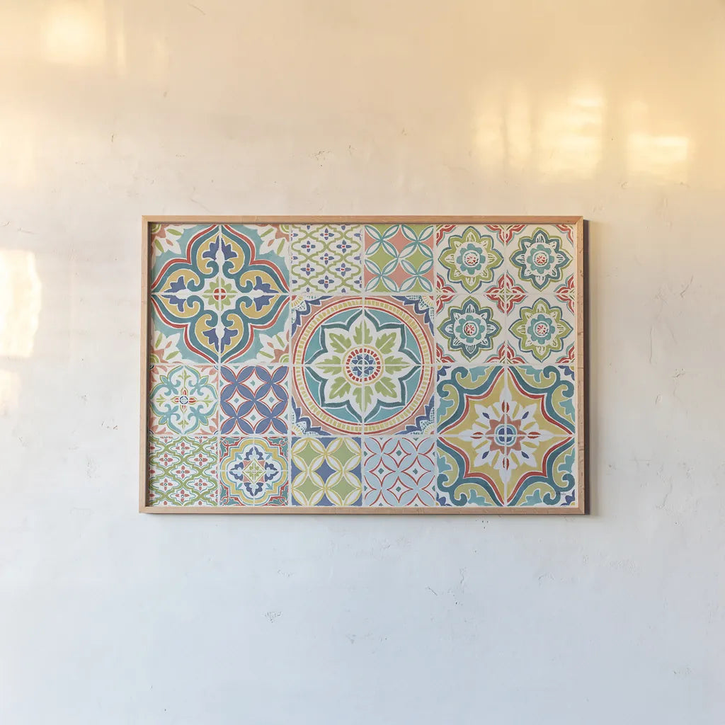 Colorful Journey IV by Pela Studio. shown as a paper print in a natural frame. Available as a archival giclee rolled canvas, fine art paper, or poster print. SKU 37865i.