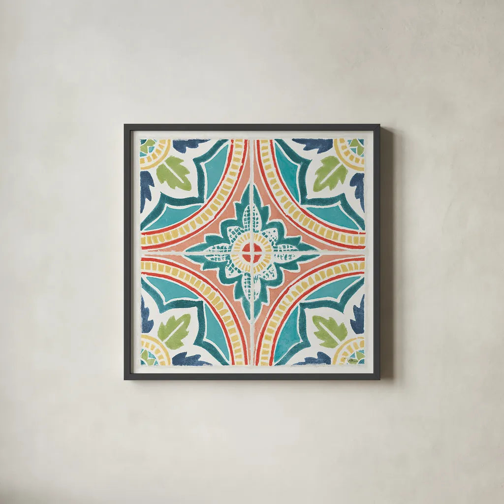 Colorful Journey VIII by Pela Studio. Shown in a sleek black glass frame for a contemporary gallery look. Available as an archival giclee rolled canvas, fine art paper, or poster print. SKU 37869a.