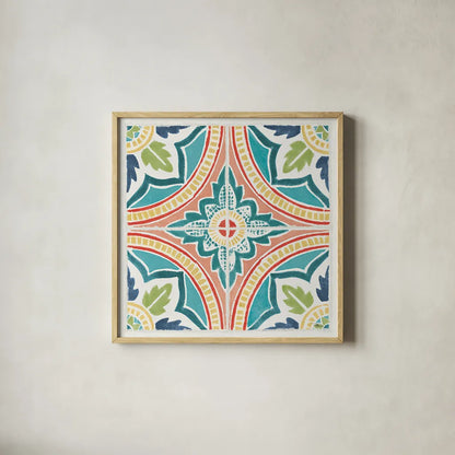 Colorful Journey VIII by Pela Studio. Shown in a natural wood glass frame for a timeless modern aesthetic. Available as an archival giclee rolled canvas, fine art paper, or poster print. SKU 37869a.