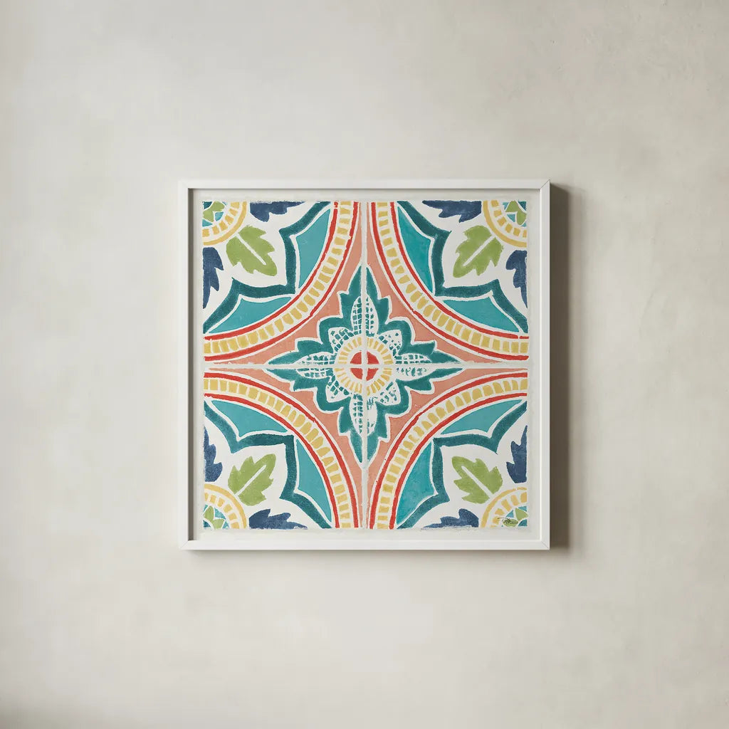 Colorful Journey VIII by Pela Studio. Shown in a crisp white glass frame for a clean and minimalist style. Available as an archival giclee rolled canvas, fine art paper, or poster print. SKU 37869a.