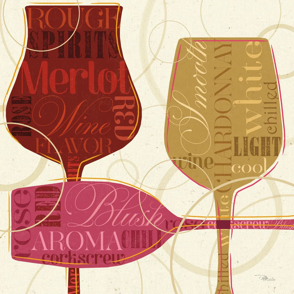 Colorful Wine I by Pela Studio. SKU 8204a. Archival Giclee Fine art print for wall decor.