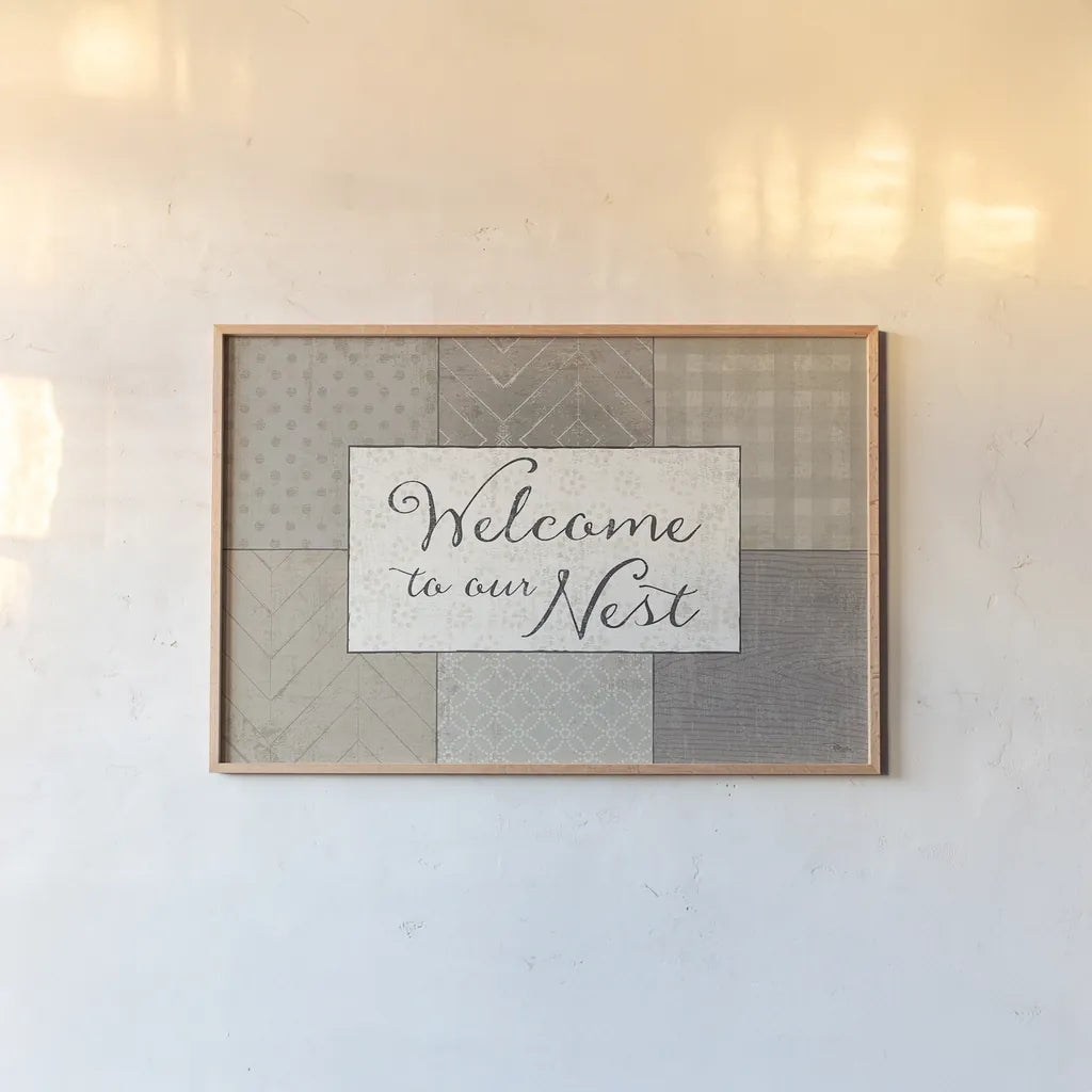 Country Collage III by Pela Studio. shown as a paper print in a natural frame. Available as a archival giclee rolled canvas, fine art paper, or poster print. SKU 33696i.