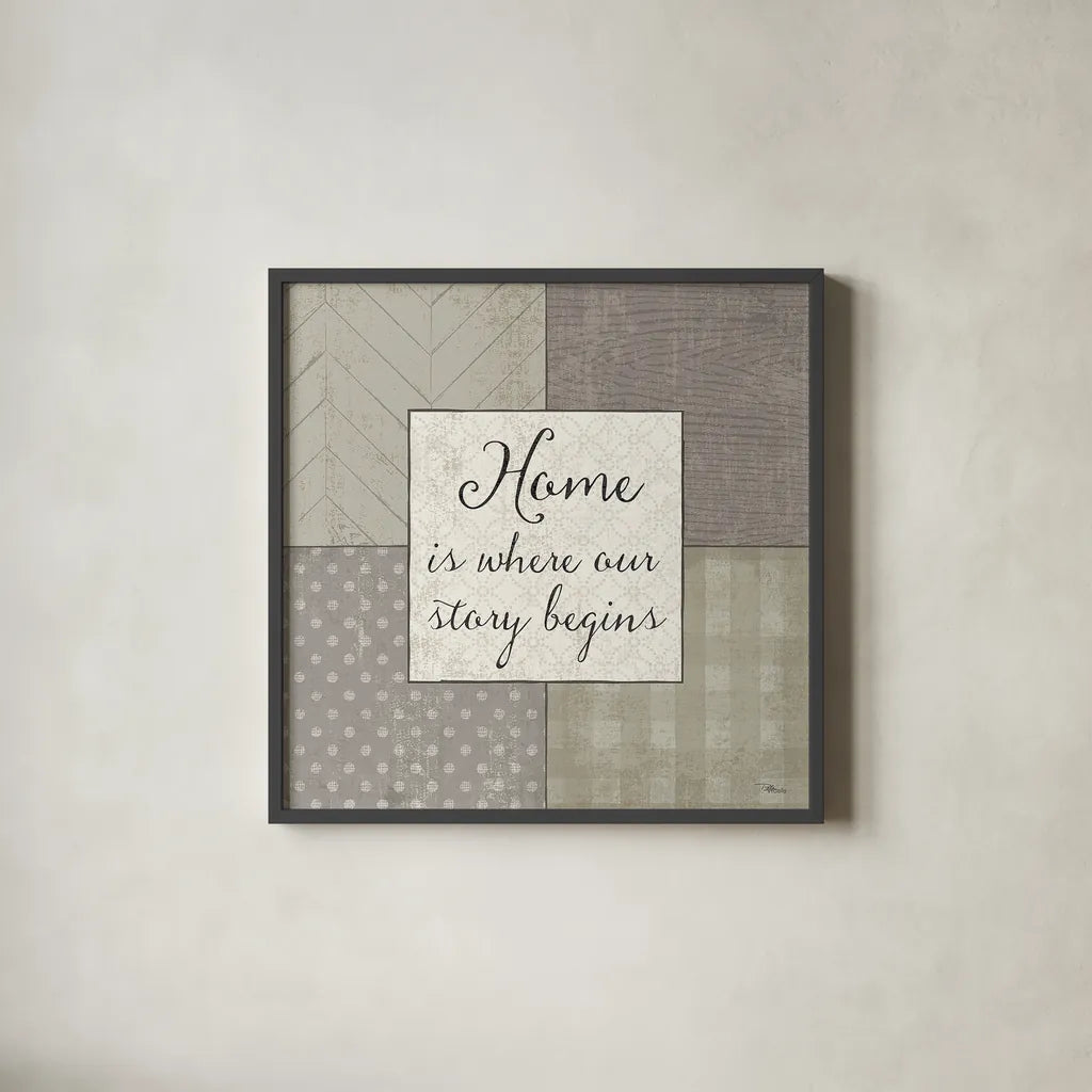 Country Collage IV by Pela Studio. Shown in a sleek black glass frame for a contemporary gallery look. Available as an archival giclee rolled canvas, fine art paper, or poster print. SKU 33697a.