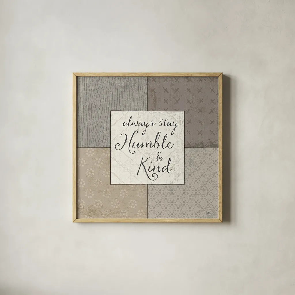 Country Collage V by Pela Studio. Shown in a natural wood glass frame for a timeless modern aesthetic. Available as an archival giclee rolled canvas, fine art paper, or poster print. SKU 33698a.