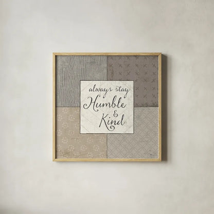 Country Collage V by Pela Studio. Shown in a natural wood glass frame for a timeless modern aesthetic. Available as an archival giclee rolled canvas, fine art paper, or poster print. SKU 33698a.