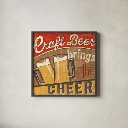 Craft Brew I by Pela Studio. Shown in a sleek black glass frame for a contemporary gallery look. Available as an archival giclee rolled canvas, fine art paper, or poster print. SKU 16004a.