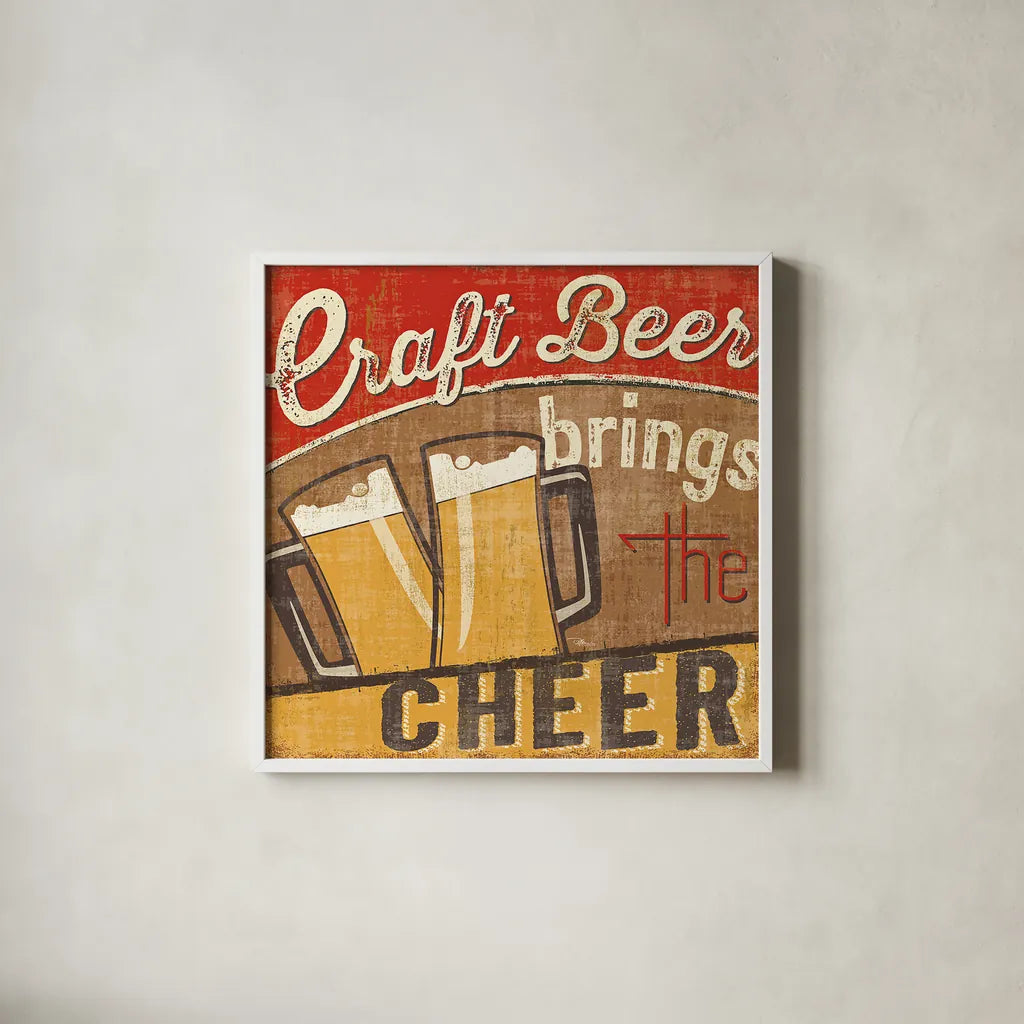 Craft Brew I by Pela Studio. Shown in a crisp white glass frame for a clean and minimalist style. Available as an archival giclee rolled canvas, fine art paper, or poster print. SKU 16004a.