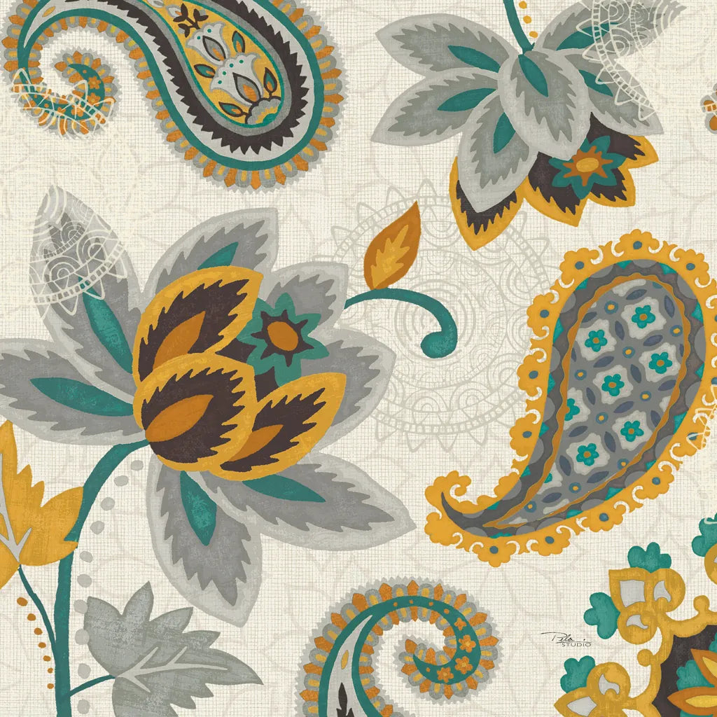 Decorative Nature II Turquoise Cream 18x18 by Pela Studio. SKU 12062a. Archival Giclee Fine art print for wall decor.