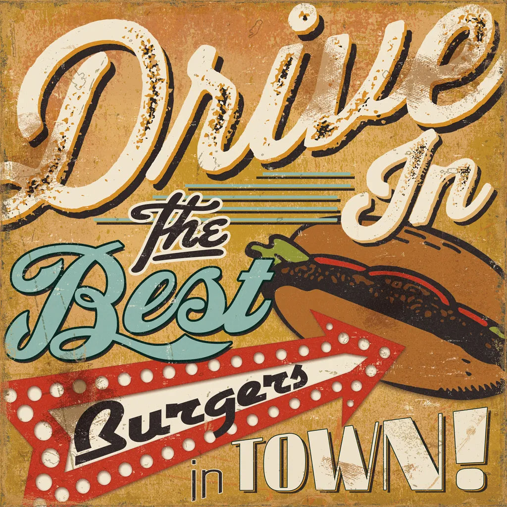 Diners and Drive Ins I by Pela Studio. SKU 13128a. Archival Giclee Fine art print for wall decor.