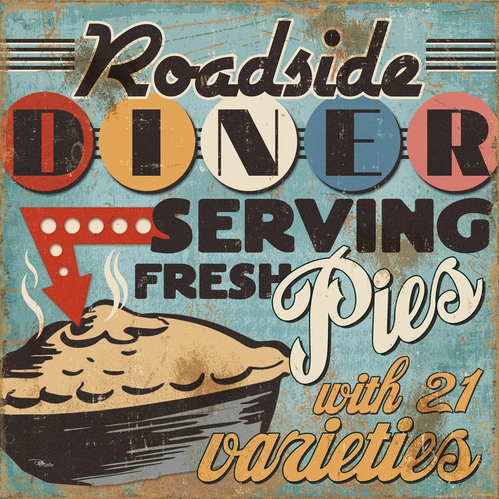 Diners and Drive Ins II by Pela Studio. SKU 13129a. Archival Giclee Fine art print for wall decor.