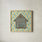 Doggy Sayin IV by Pela Studio. Shown in a natural wood glass frame for a timeless modern aesthetic. Available as an archival giclee rolled canvas, fine art paper, or poster print. SKU 14303a.