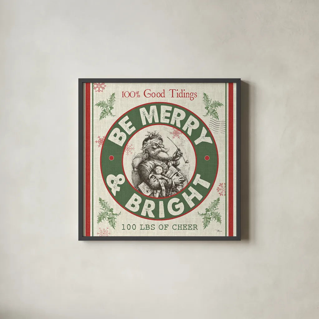 Farmhouse Holiday I by Pela Studio. Shown in a sleek black glass frame for a contemporary gallery look. Available as an archival giclee rolled canvas, fine art paper, or poster print. SKU 41866a.