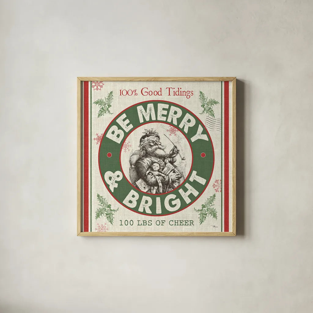 Farmhouse Holiday I by Pela Studio. Shown in a natural wood glass frame for a timeless modern aesthetic. Available as an archival giclee rolled canvas, fine art paper, or poster print. SKU 41866a.