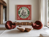 Farmhouse Holiday I Color by Pela Studio. Shown as extra-large giant wall art in a modern living room. Available as an archival giclee rolled canvas, fine art paper, or poster print. SKU 41870a.