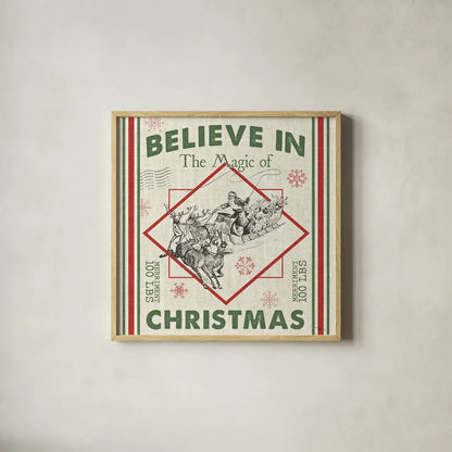 Farmhouse Holiday III by Pela Studio. Shown in a natural wood glass frame for a timeless modern aesthetic. Available as an archival giclee rolled canvas, fine art paper, or poster print. SKU 41868a.