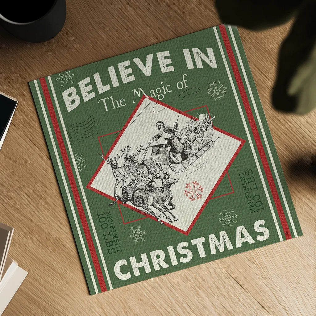 Farmhouse Holiday III Color by Pela Studio. Shown as a detailed flat fine art print, highlighting archival giclee quality. Available as an archival giclee rolled canvas, fine art paper, or poster print. SKU 41872a.