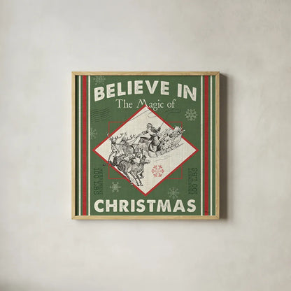 Farmhouse Holiday III Color by Pela Studio. Shown in a natural wood glass frame for a timeless modern aesthetic. Available as an archival giclee rolled canvas, fine art paper, or poster print. SKU 41872a.