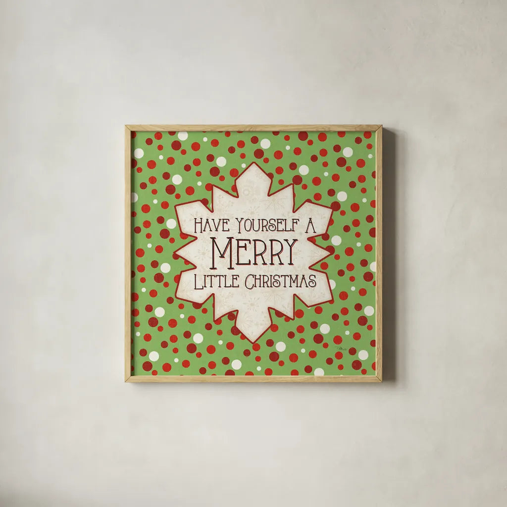 Festive Thoughts I by Pela Studio. Shown in a natural wood glass frame for a timeless modern aesthetic. Available as an archival giclee rolled canvas, fine art paper, or poster print. SKU 101263a.