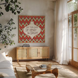 Festive Thoughts IV by Pela Studio. Shown in a natural wood frame in a cozy modern living room. Available as an archival giclee rolled canvas, fine art paper, or poster print. SKU 101266a.
