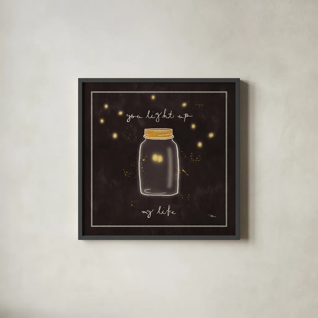 Firefly Glow I by Pela Studio. Shown in a sleek black glass frame for a contemporary gallery look. Available as an archival giclee rolled canvas, fine art paper, or poster print. SKU 17214a.
