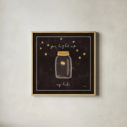 Firefly Glow I by Pela Studio. Shown in a natural wood glass frame for a timeless modern aesthetic. Available as an archival giclee rolled canvas, fine art paper, or poster print. SKU 17214a.