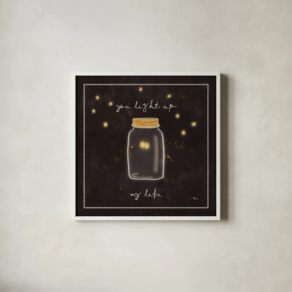 Firefly Glow I by Pela Studio. Shown in a crisp white glass frame for a clean and minimalist style. Available as an archival giclee rolled canvas, fine art paper, or poster print. SKU 17214a.