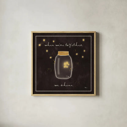 Firefly Glow II by Pela Studio. Shown in a natural wood glass frame for a timeless modern aesthetic. Available as an archival giclee rolled canvas, fine art paper, or poster print. SKU 17215a.