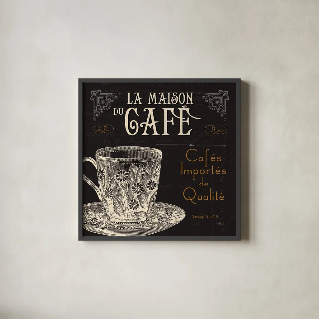 Flavors of France I by Pela Studio. Shown in a sleek black glass frame for a contemporary gallery look. Available as an archival giclee rolled canvas, fine art paper, or poster print. SKU 9308a.