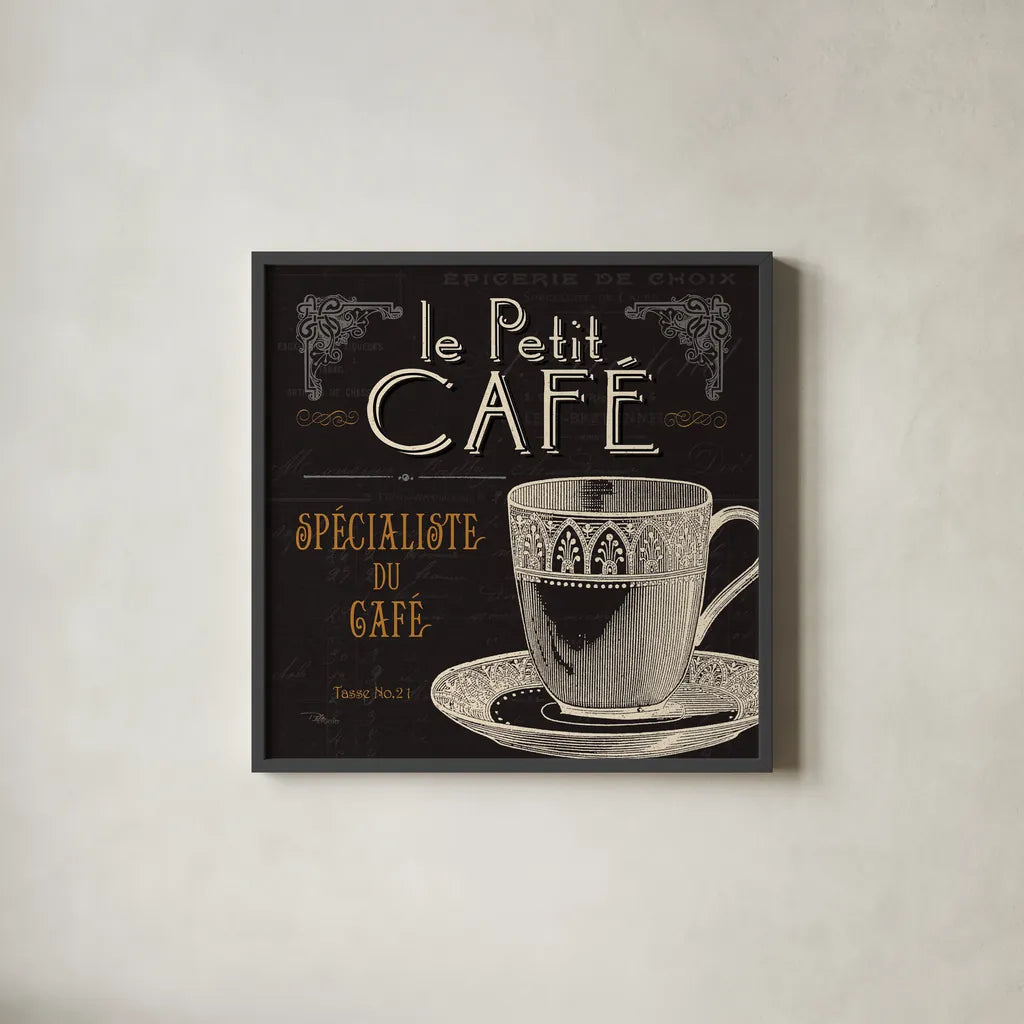 Flavors of France II by Pela Studio. Shown in a sleek black glass frame for a contemporary gallery look. Available as an archival giclee rolled canvas, fine art paper, or poster print. SKU 9309a.