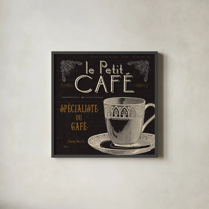 Flavors of France II by Pela Studio. Shown in a sleek black glass frame for a contemporary gallery look. Available as an archival giclee rolled canvas, fine art paper, or poster print. SKU 9309a.