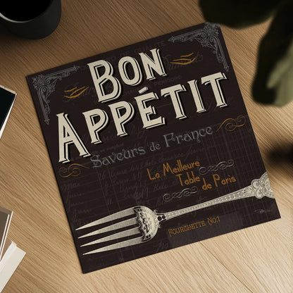 Flavors of France III by Pela Studio. Shown as a detailed flat fine art print, highlighting archival giclee quality. Available as an archival giclee rolled canvas, fine art paper, or poster print. SKU 10987a.